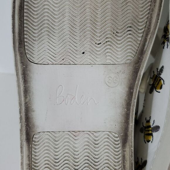 Boden Hollie White Leather Embroidered Bee Sneakers Women's Size EU 38 - Picture 12 of 12